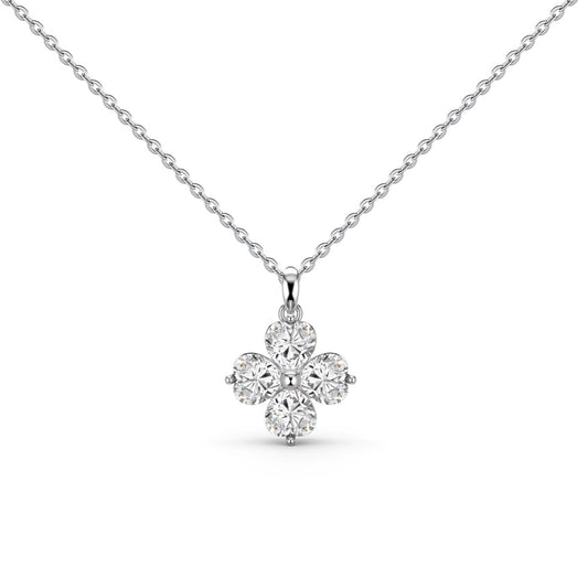 [Perla Lux]Heart-Shaped Four-Leaf Clover Bead Necklace