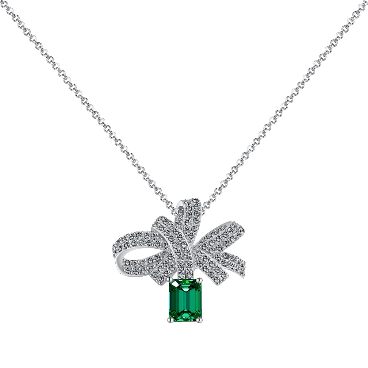[Perla Lux]Luxurious Flower Shape Emerald Cut Necklace