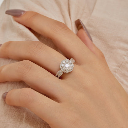 [Perla Lux]Delicate Colorful Round Cut Flower Shape Wedding Ring