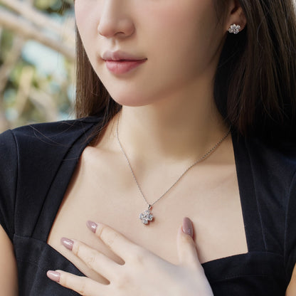 [Perla Lux]Heart-Shaped Four-Leaf Clover Bead Necklace