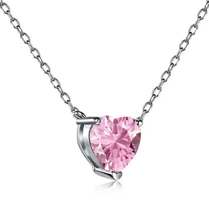 [Perla Lux]Heart Shape Main Stone Pendant Collarbone Necklace