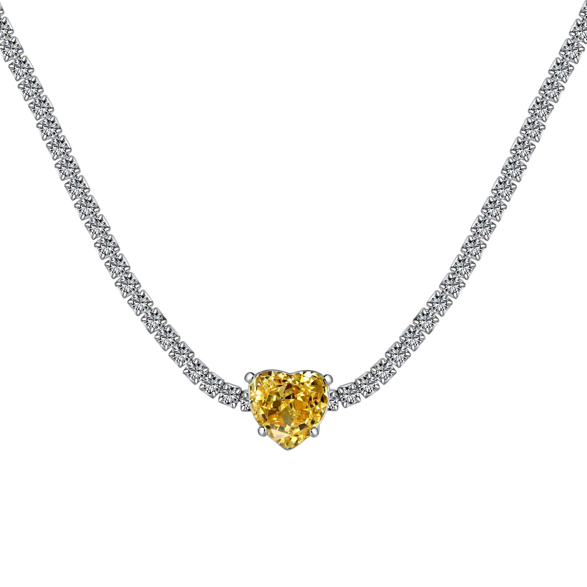[Perla Lux]2.0 Carat Sparkling Tennis Heart Cut Necklace