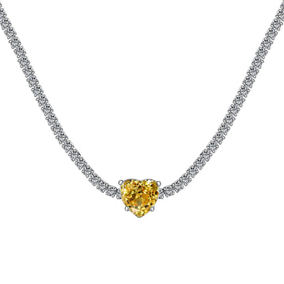[Perla Lux]2.0 Carat Sparkling Tennis Heart Cut Necklace