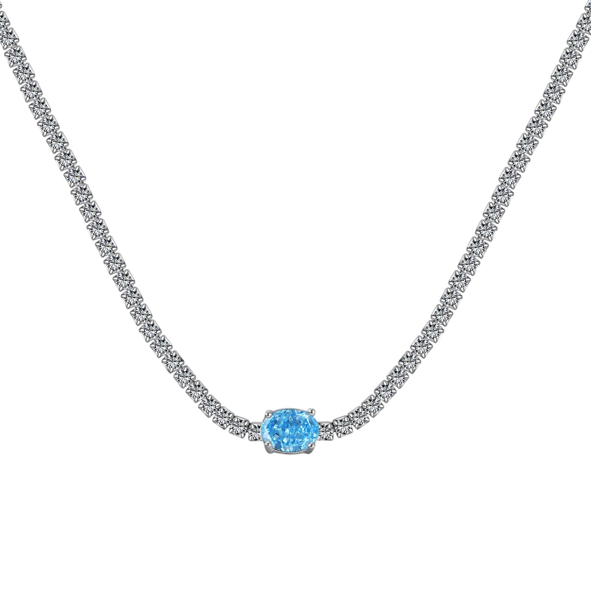 [Perla Lux]1.0 Carat Shining Oval Cut Necklace