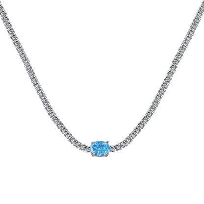 [Perla Lux]1.0 Carat Shining Oval Cut Necklace