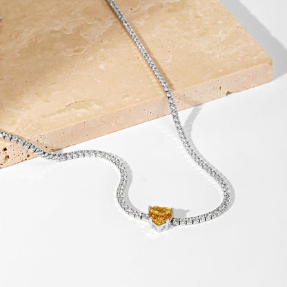 [Perla Lux]2.0 Carat Sparkling Tennis Heart Cut Necklace