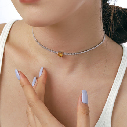 [Perla Lux]2.0 Carat Sparkling Tennis Heart Cut Necklace