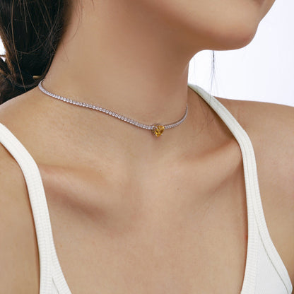 [Perla Lux]2.0 Carat Sparkling Tennis Heart Cut Necklace