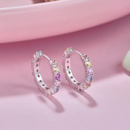 [Perla Lux]Radiant Colorful Round Cut Earrings