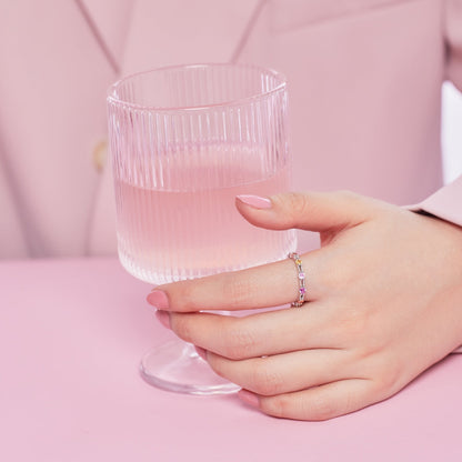 [Perla Lux]Sparkling Colorful Round Cut Tennis Ring