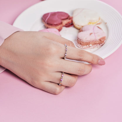 [Perla Lux]Sparkling Colorful Round Cut Tennis Ring