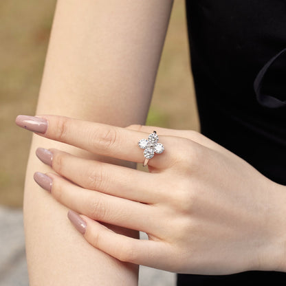 [Perla Lux]Four-Leaf Clover Eight-Pointed Star Ring