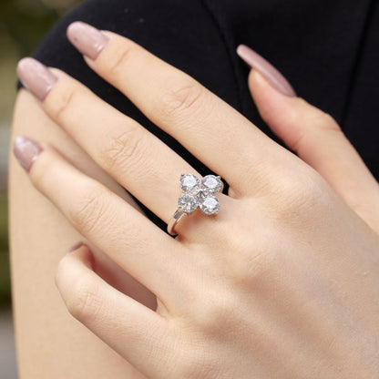 [Perla Lux]Four-Leaf Clover Eight-Pointed Star Ring