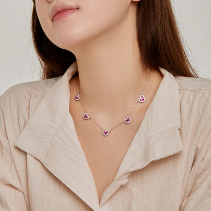 [Perla Lux]Sparkling Five Heart Necklace