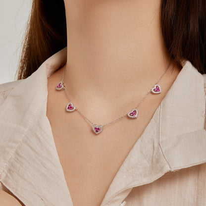 [Perla Lux]Sparkling Five Heart Necklace
