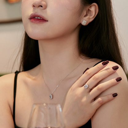 [Perla Lux]1.0 Carat Luxurious Dainty Emerald Cut Daily Earrings