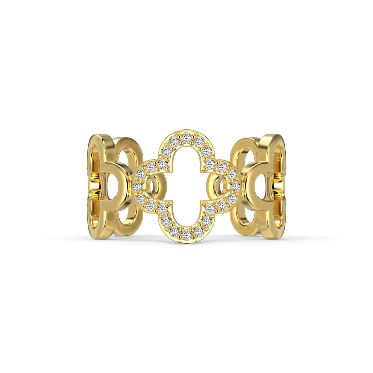 [Perla Lux]Hollow Design Four-Leaf Clover Flower Shape Ring