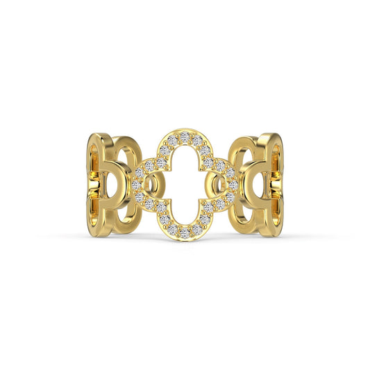 [Perla Lux]Hollow Design Four-Leaf Clover Flower Shape Ring