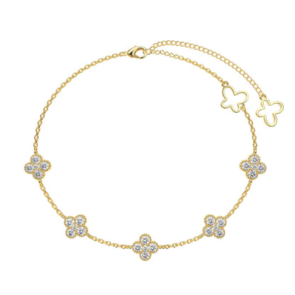 [Perla Lux]Four-Leaf Clover Hollow Butterfly Bracelet