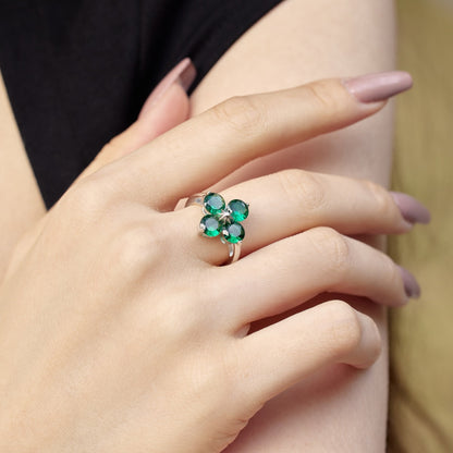 [Perla Lux]Four-Leaf Clover Eight-Pointed Star Ring