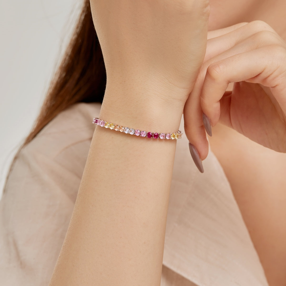 [Perla Lux]Radiant Colorful Round Cut Tennis Bracelet