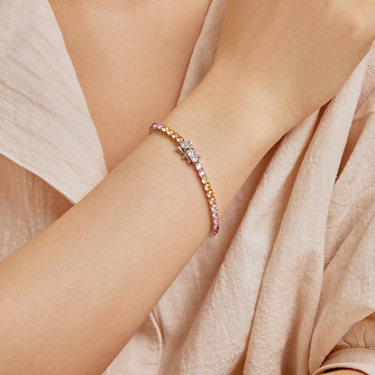 [Perla Lux]Radiant Colorful Round Cut Tennis Bracelet