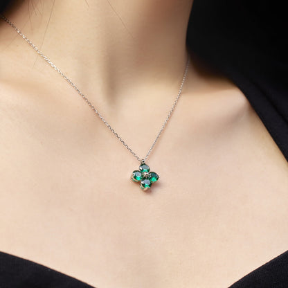 [Perla Lux]Four-Leaf Clover And Eight-Pointed Star Necklace