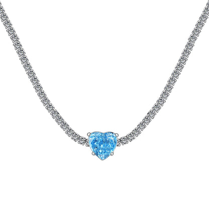 [Perla Lux]2.0 Carat Sparkling Tennis Heart Cut Necklace