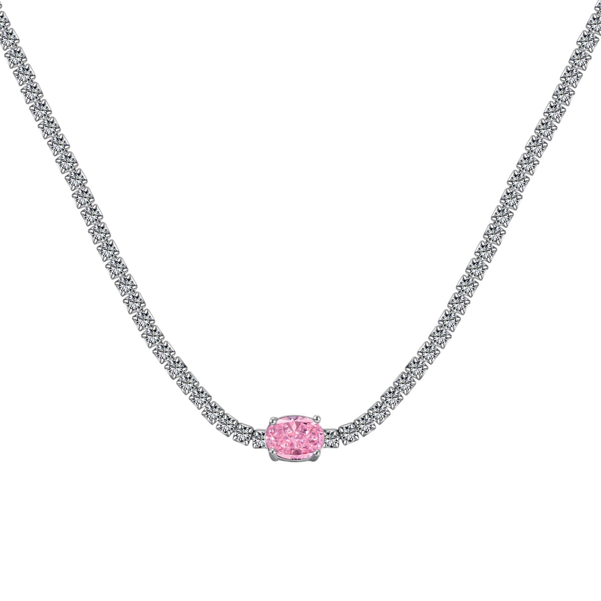 [Perla Lux]1.0 Carat Shining Oval Cut Necklace