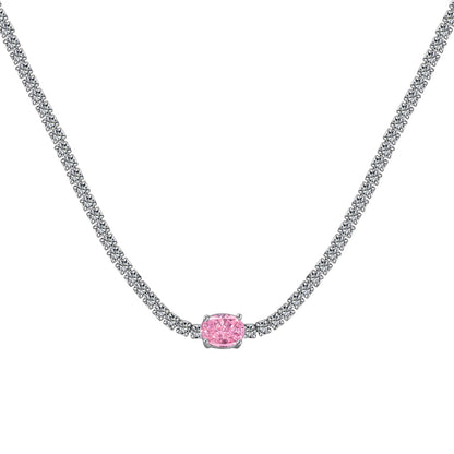 [Perla Lux]1.0 Carat Shining Oval Cut Necklace