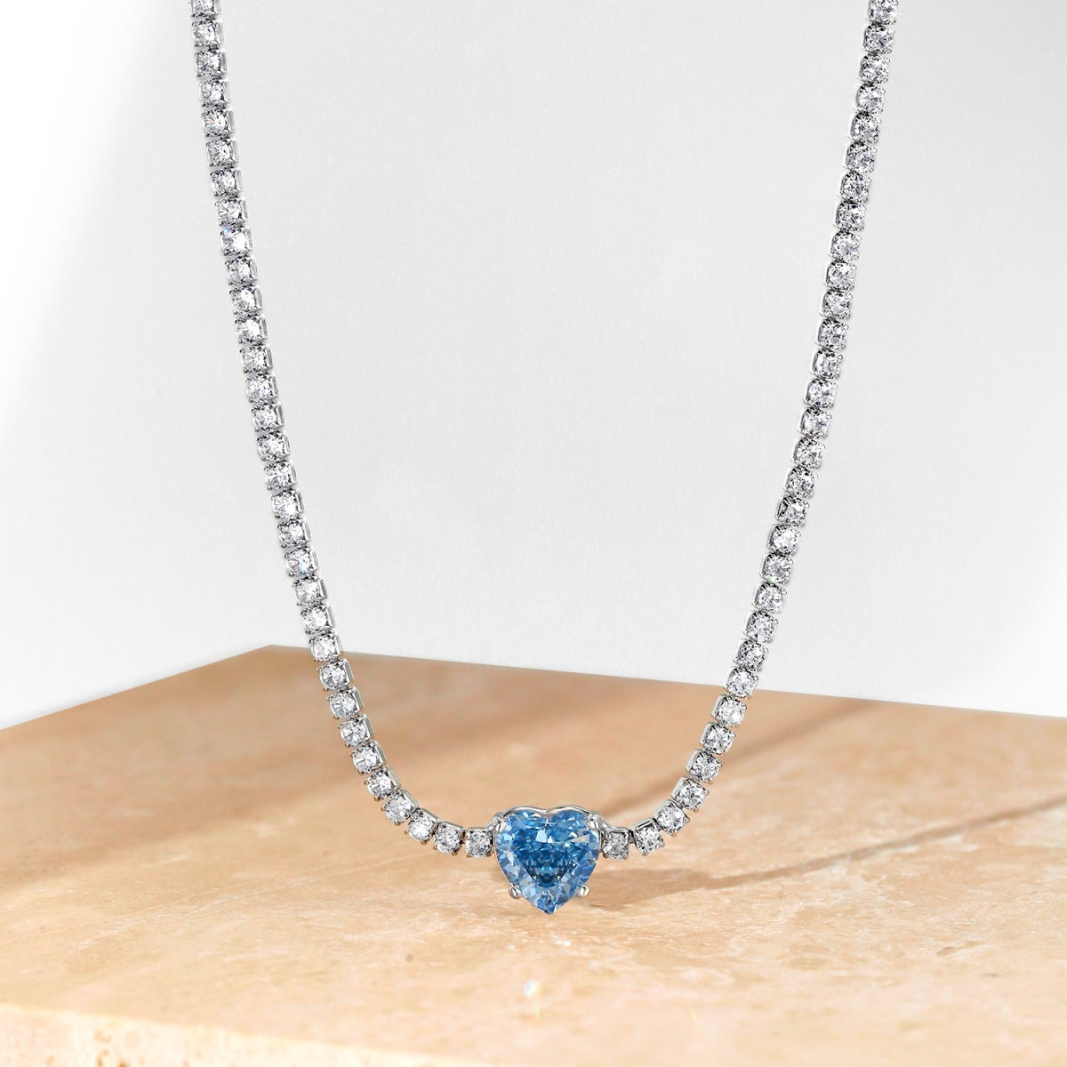 [Perla Lux]2.0 Carat Sparkling Tennis Heart Cut Necklace