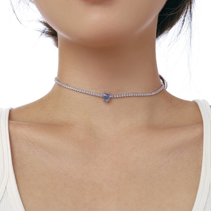 [Perla Lux]2.0 Carat Sparkling Tennis Heart Cut Necklace