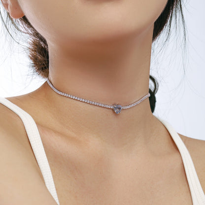 [Perla Lux]2.0 Carat Sparkling Tennis Heart Cut Necklace