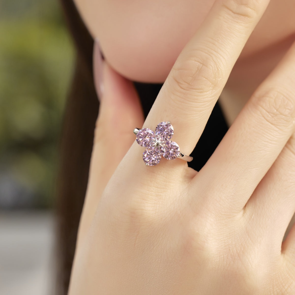 [Perla Lux]Four-Leaf Clover Eight-Pointed Star Ring