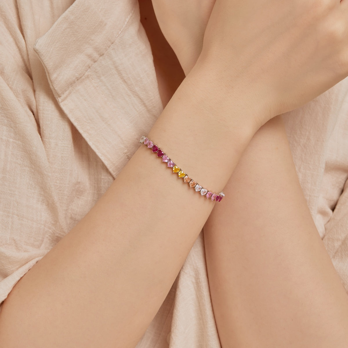[Perla Lux]Luxurious Colorful Romantic Heart Shape Lover Bracelet
