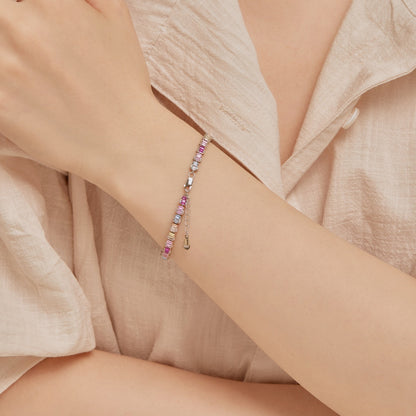 [Perla Lux]Delicate Colorful Emerald Cut Party Bracelet