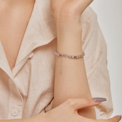 [Perla Lux]Delicate Colorful Emerald Cut Party Bracelet
