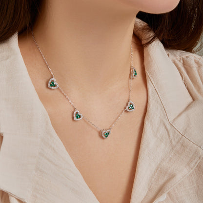 [Perla Lux]Sparkling Five Heart Necklace