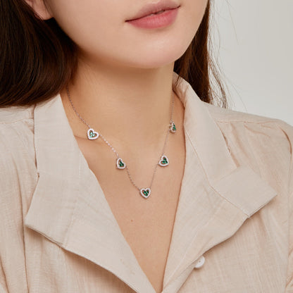 [Perla Lux]Sparkling Five Heart Necklace