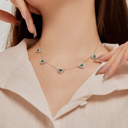 [Perla Lux]Sparkling Five Heart Necklace