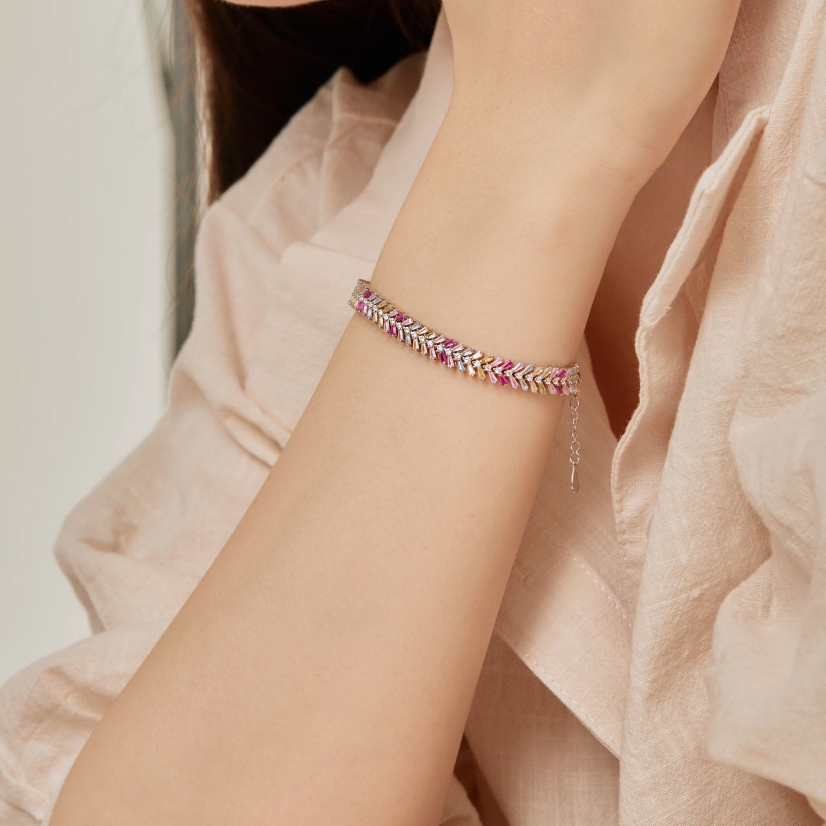 [Perla Lux]Dainty Radiant Emerald Cut Daily Bracelet
