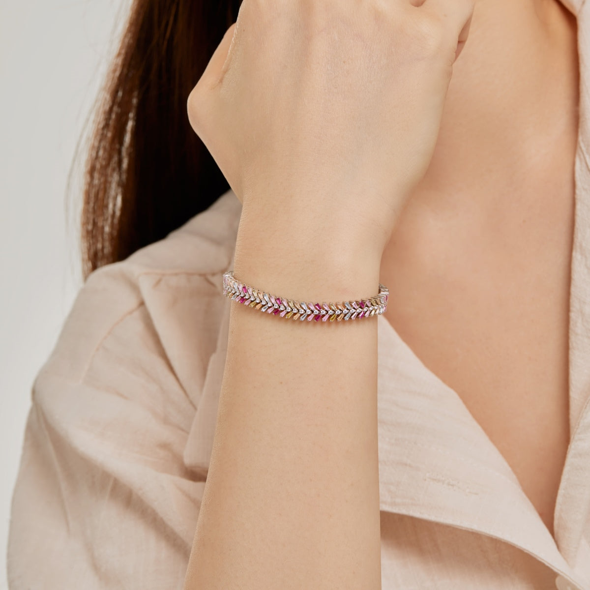 [Perla Lux]Dainty Radiant Emerald Cut Daily Bracelet