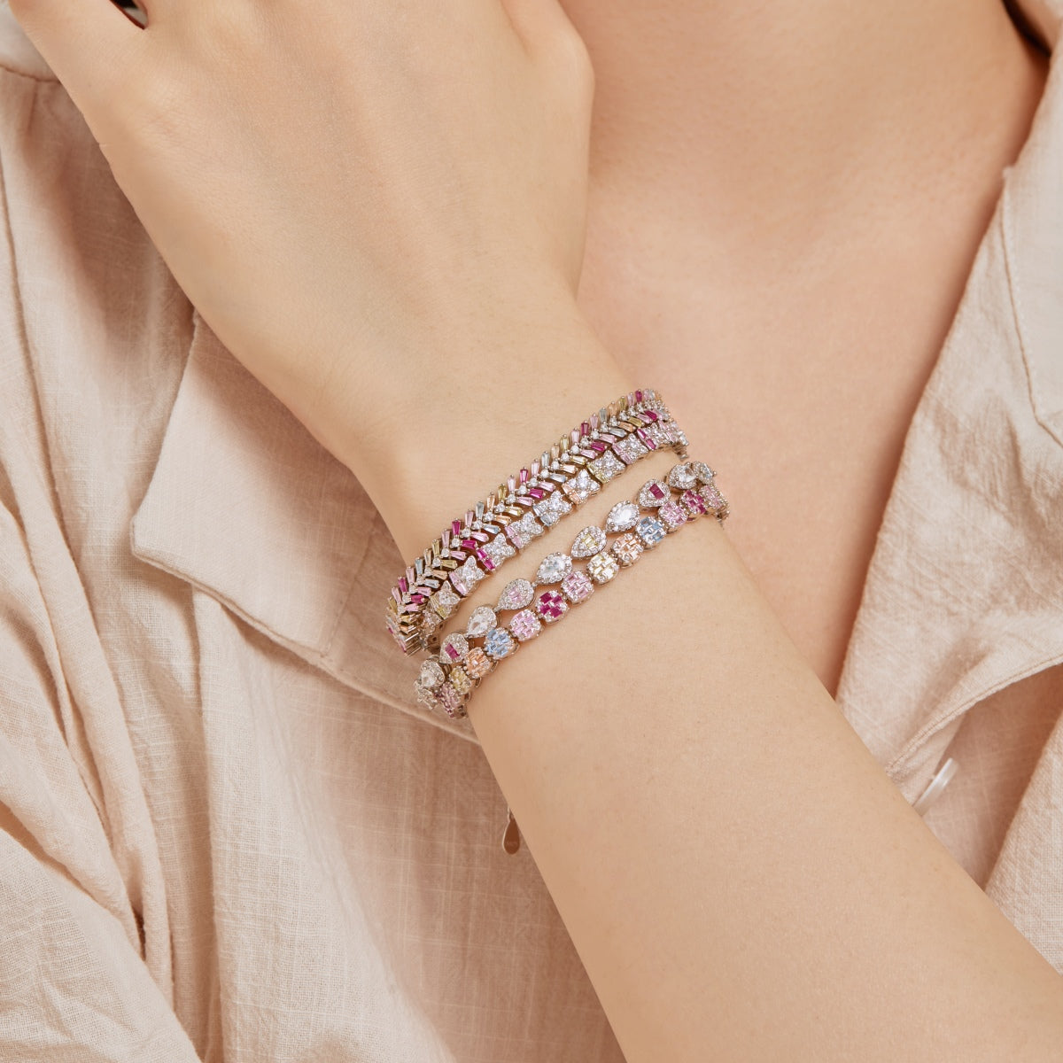 [Perla Lux]Dainty Radiant Emerald Cut Daily Bracelet