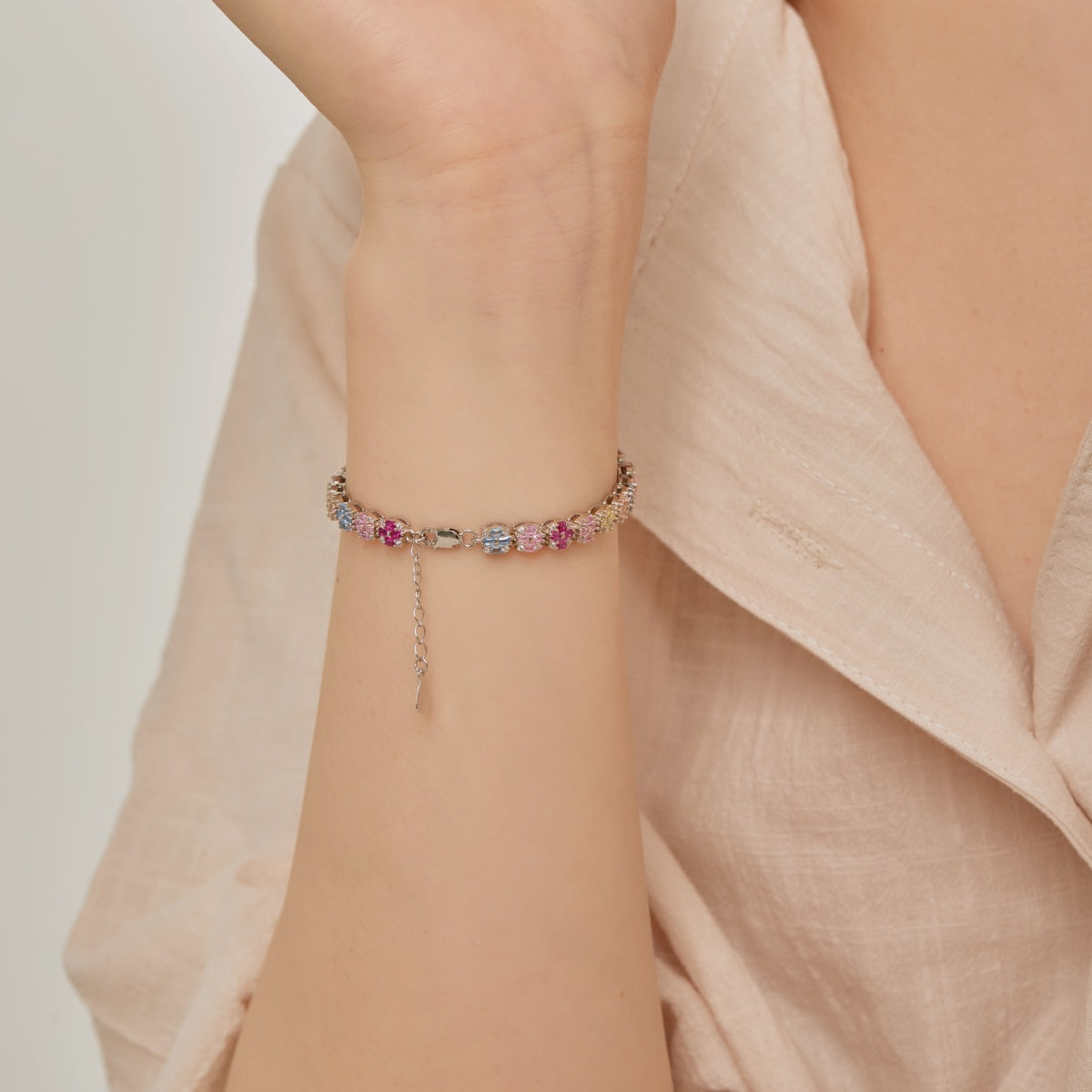 [Perla Lux]Delicate Colorful Emerald Cut Daily Bracelet