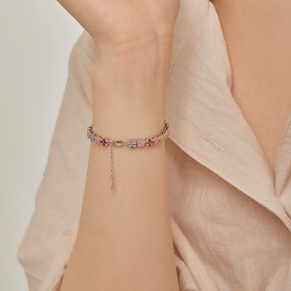 [Perla Lux]Delicate Colorful Emerald Cut Daily Bracelet
