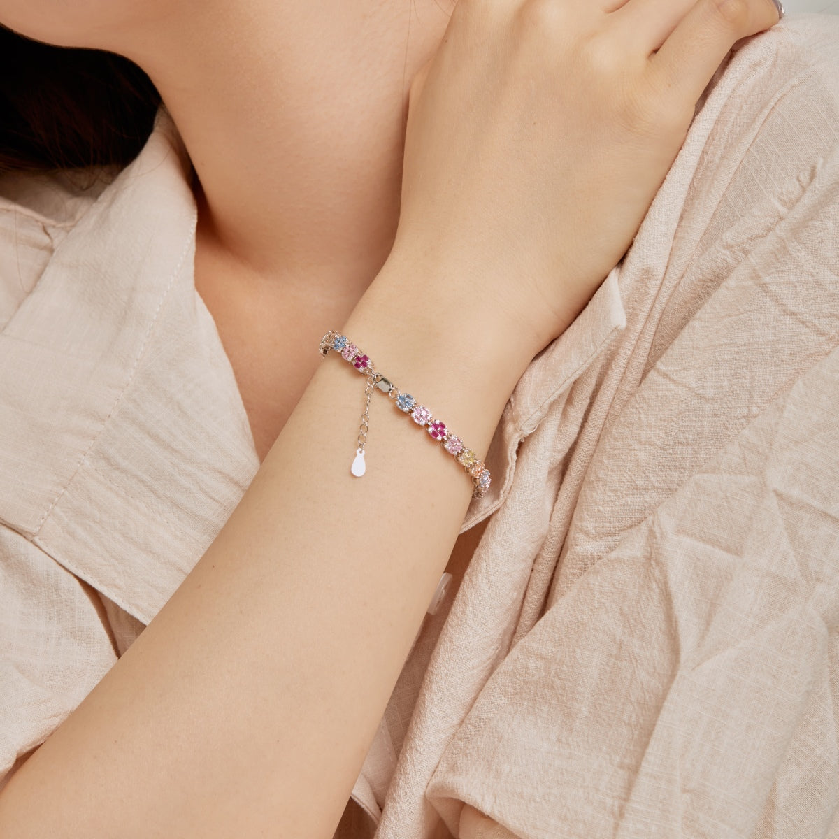 [Perla Lux]Delicate Colorful Emerald Cut Daily Bracelet