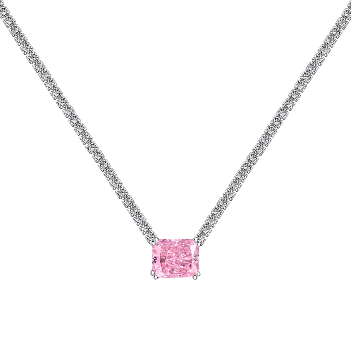 [Perla Lux]4.0 Carat Elegant Radiant Cut Necklace