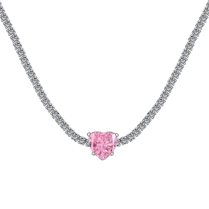 [Perla Lux]2.0 Carat Sparkling Tennis Heart Cut Necklace