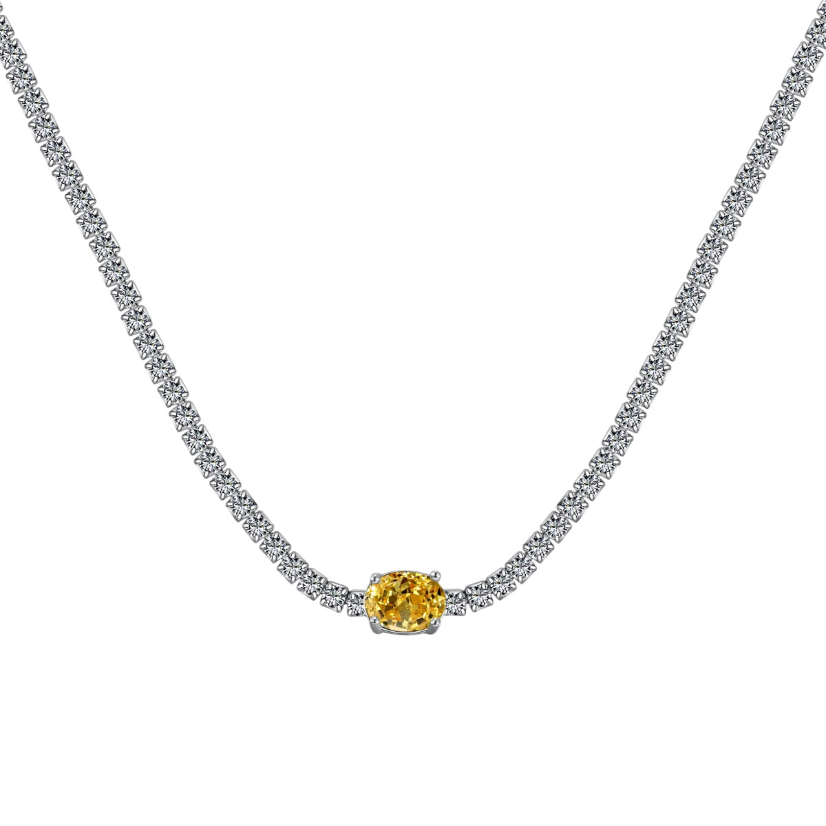 [Perla Lux]1.0 Carat Shining Oval Cut Necklace