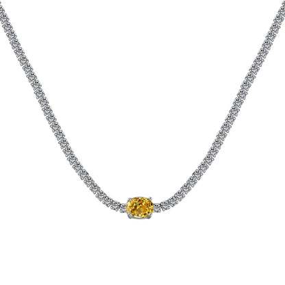 [Perla Lux]1.0 Carat Shining Oval Cut Necklace